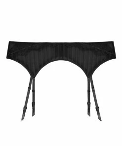 Playful Promises Curve Exclusive Presley Black Stripe And Lace Trim Suspender Suspenders