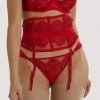 Playful Promises Anneliese Red Satin Net And Lace Waspie Basques & Corsets