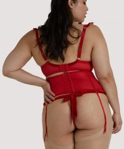 Playful Promises Anneliese Red Satin Net And Lace Waspie Basques & Corsets