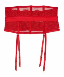 Playful Promises Anneliese Red Satin Net And Lace Waspie Basques & Corsets