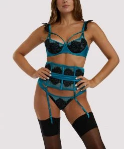 Playful Promises Anneliese Teal Waspie Basques & Corsets
