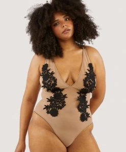 Playful Promises Curve Exclusive Alaina Illusion Mesh And Black Embroidery Body Bodies