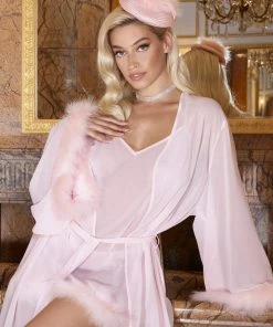 Bettie Page Lingerie Peach Feather Babydoll
