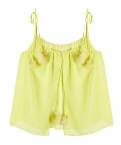 Bettie Page Lingerie Nightwear Chartreuse Dolores Pom Pom Chemise