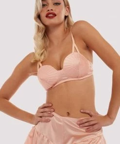 Bettie Page Lingerie Peach Retro Futuristic Bullet Bra Retro Bras