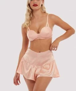 Bettie Page Lingerie Peach Retro Futuristic Bullet Bra Retro Bras