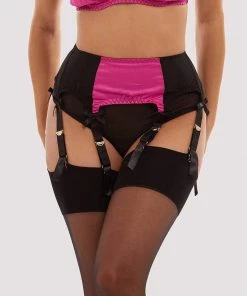 Bettie Page Lingerie Hot Pink Classic Suspender Belt Suspenders