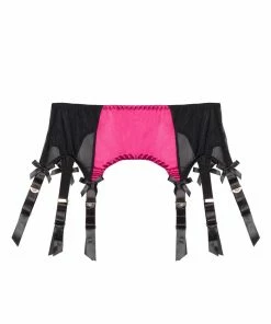 Bettie Page Lingerie Hot Pink Classic Suspender Belt Suspenders
