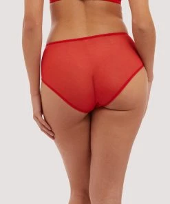 Bettie Page Lingerie Outlet Red Elsie Lace High Waisted Brief