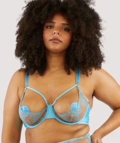 Playful Promises Bras Cassia Blue Floral Embroidery Quarter Cup Bra