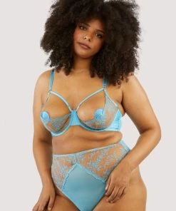 Playful Promises Bras Cassia Blue Floral Embroidery Quarter Cup Bra