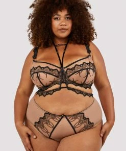 Playful Promises Curve Exclusive Bras Clara Latte And Black Lace Harness And Bra 11 Playful Promises Curve Exclusive Bras Clara Latte And Black Lace Harness And Bra