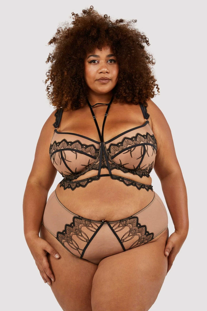 Playful Promises Curve Exclusive Bras Clara Latte And Black Lace Harness And Bra 5 Playful Promises Curve Exclusive Bras Clara Latte And Black Lace Harness And Bra