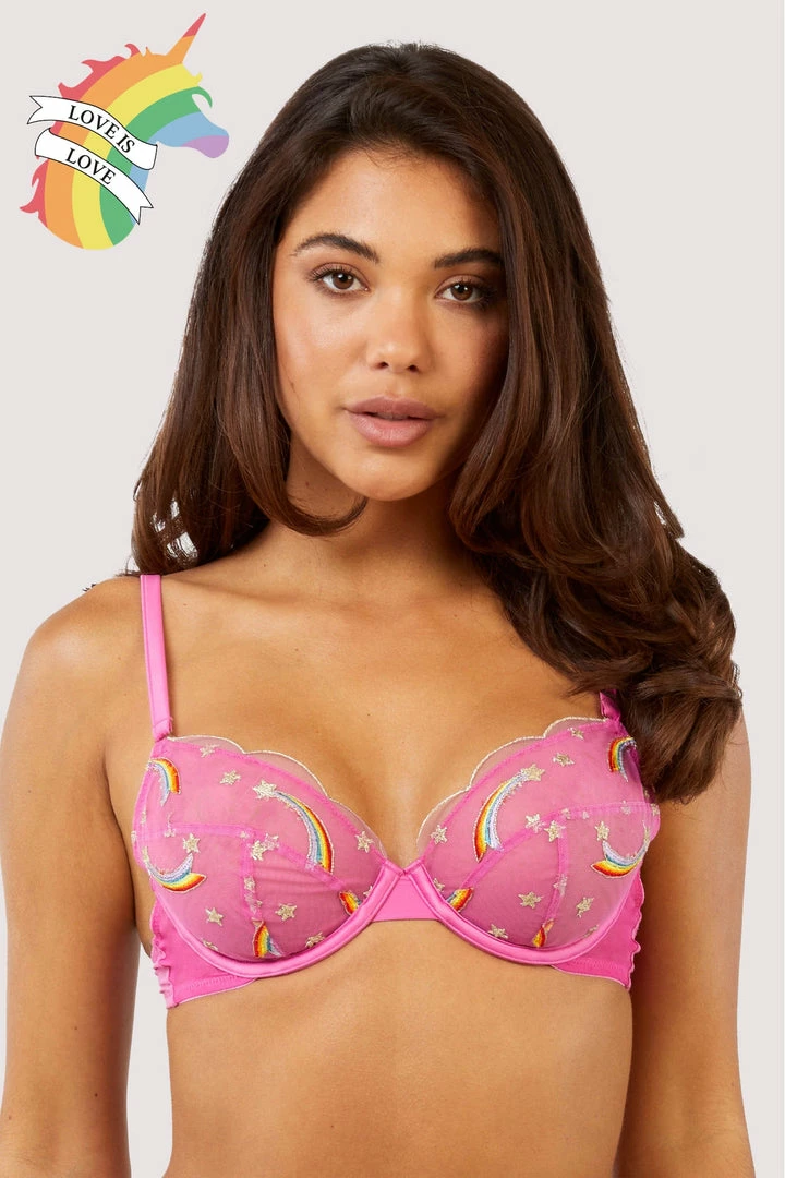 Playful Promises Coccinelle Rainbow Shooting Star Pride Embroidery Plunge Bra 3 Playful Promises Coccinelle Rainbow Shooting Star Pride Embroidery Plunge Bra