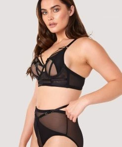 Playful Promises Eddie Black Crossover Wrap Bra Balconette Bras