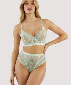 Playful Promises Bras Fenella Aqua Lace And Net Longline Bra