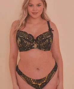 Playful Promises Jaquelina Mustard Contrast Plunge Bra Outlet