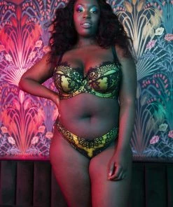 Playful Promises Jaquelina Mustard Contrast Plunge Bra Outlet