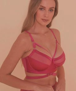 Playful Promises Madeleine Bondage Bra Hot Pink