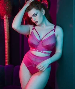 Playful Promises Madeleine Bondage Bra Hot Pink