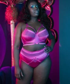 Playful Promises Madeleine Bondage Bra Hot Pink