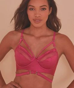 Playful Promises Madeleine Bondage Bra Hot Pink