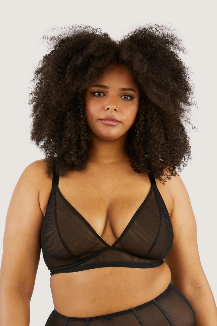 Playful Promises Maria Black Mesh Longline Triangle Bra 3 Playful Promises Maria Black Mesh Longline Triangle Bra