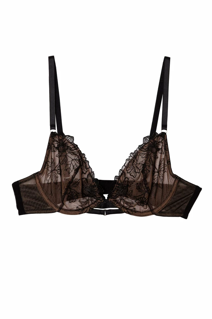 Playful Promises Bras Marlowe Black Floral Embroidered Plunge Bra 6 Playful Promises Bras Marlowe Black Floral Embroidered Plunge Bra