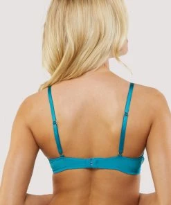 Playful Promises Marsha Teal Embroidery And Rings Plunge Bra