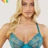 Playful Promises Marsha Teal Embroidery And Rings Plunge Bra