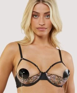 Playful Promises Mayla Black Floral Embroidered Quarter Cup Bra