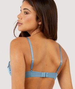 Playful Promises Olympia Storm Grey Diamante Mesh And Satin Bra