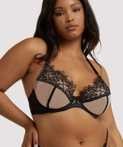 Playful Promises Anaise Black Racer Back Balcony Bra