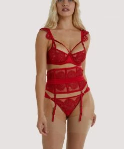 Playful Promises Outlet Anneliese Red Satin Net And Lace Bra