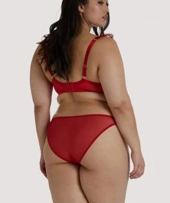 Playful Promises Outlet Anneliese Red Satin Net And Lace Bra