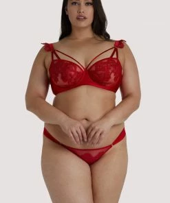 Playful Promises Outlet Anneliese Red Satin Net And Lace Bra
