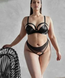 Playful Promises Bras Charlie Black Cut-out Plunge Bra