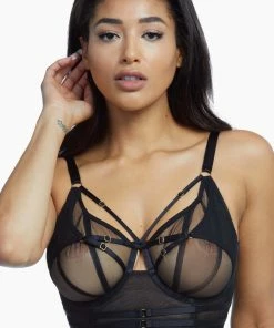 Playful Promises Eddie Black Crossover Wrap Bra Balconette Bras