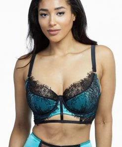 Playful Promises Henrietta Teal Lace Overlay Bra Outlet