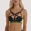 Playful Promises Indigo Lime Strappy Picot Plunge Bra Outlet