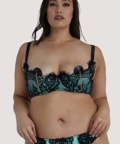 Playful Promises Jaquelina Mint Contrast Quarter Cup Bra Outlet