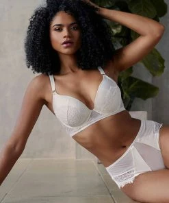 Playful Promises Melina Ivory Longline Plunge Bra Bras
