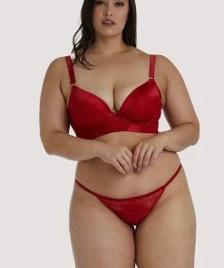 Playful Promises Melina Red Longline Plunge Bra Outlet