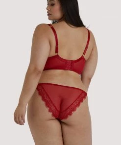 Playful Promises Melina Red Longline Plunge Bra Outlet