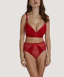 Playful Promises Melina Red Longline Plunge Bra Outlet