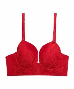 Playful Promises Melina Red Longline Plunge Bra Outlet