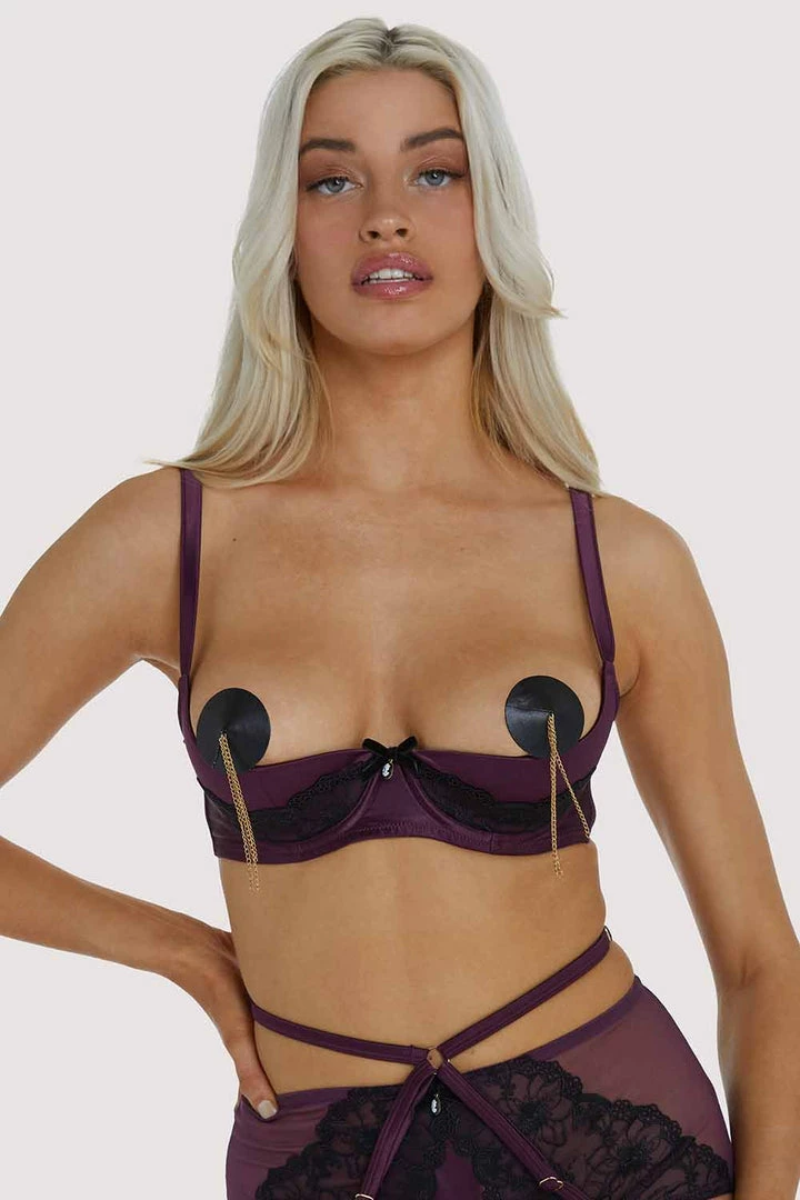 Playful Promises Outlet Muriel Purple Lace Quarter Cup Bra 3 Playful Promises Outlet Muriel Purple Lace Quarter Cup Bra