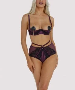 Playful Promises Outlet Muriel Purple Lace Quarter Cup Bra 16 Playful Promises Outlet Muriel Purple Lace Quarter Cup Bra