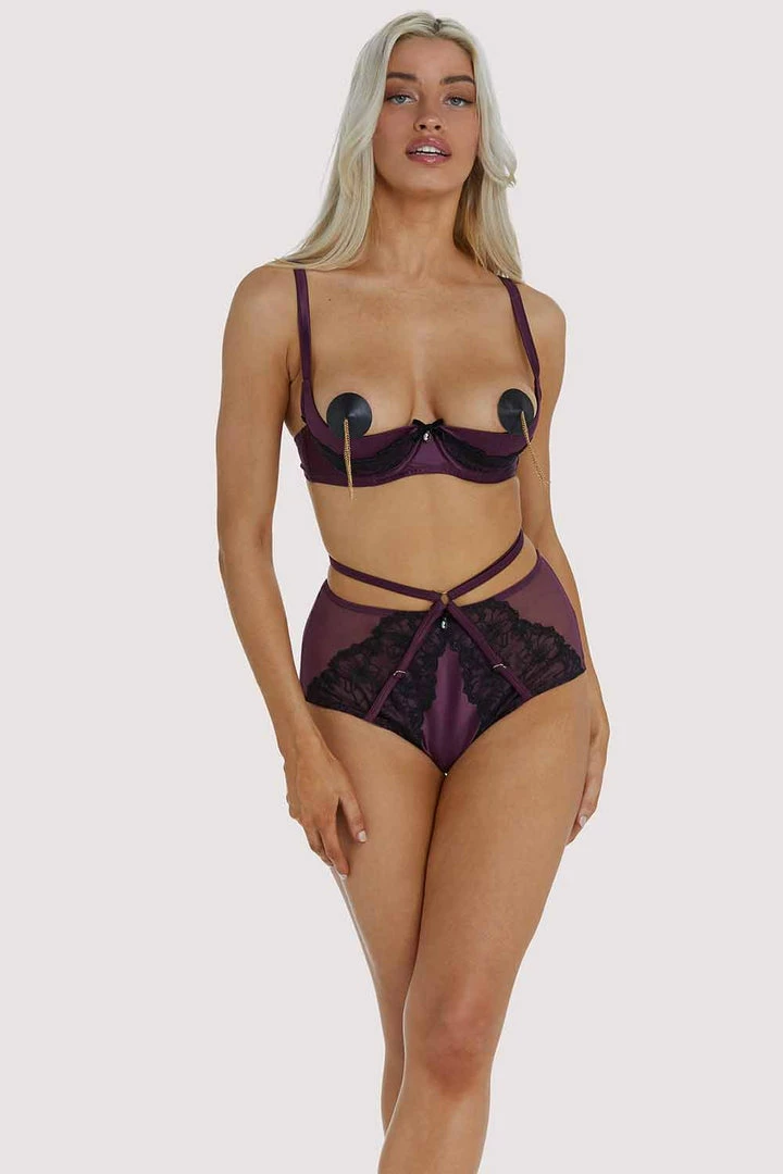 Playful Promises Outlet Muriel Purple Lace Quarter Cup Bra 5 Playful Promises Outlet Muriel Purple Lace Quarter Cup Bra