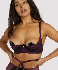 Playful Promises Outlet Muriel Purple Lace Quarter Cup Bra 18 Playful Promises Outlet Muriel Purple Lace Quarter Cup Bra